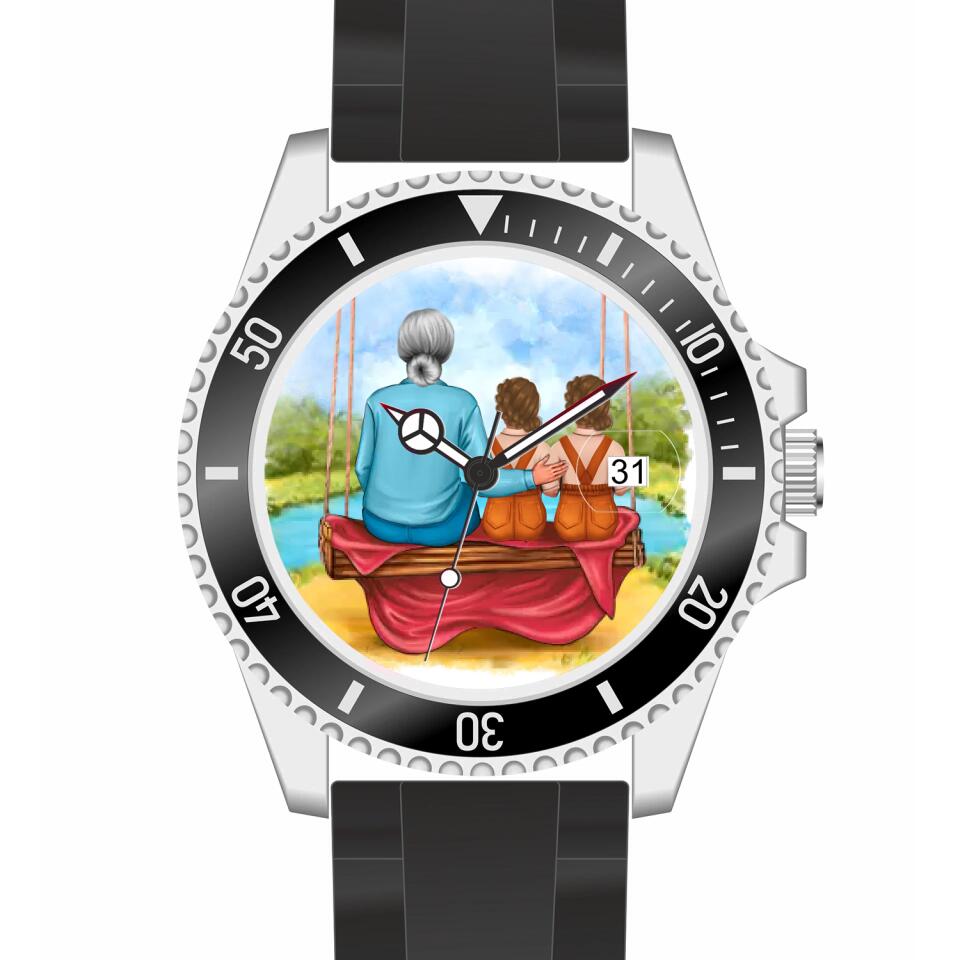 Oma mit Enkeln | Personalisierte Armbanduhr (Unterschiedliche Uhr-Modelle wählbar!)