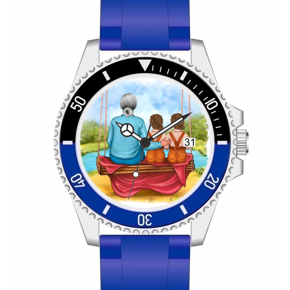 Oma mit Enkeln | Personalisierte Armbanduhr (Unterschiedliche Uhr-Modelle wählbar!)