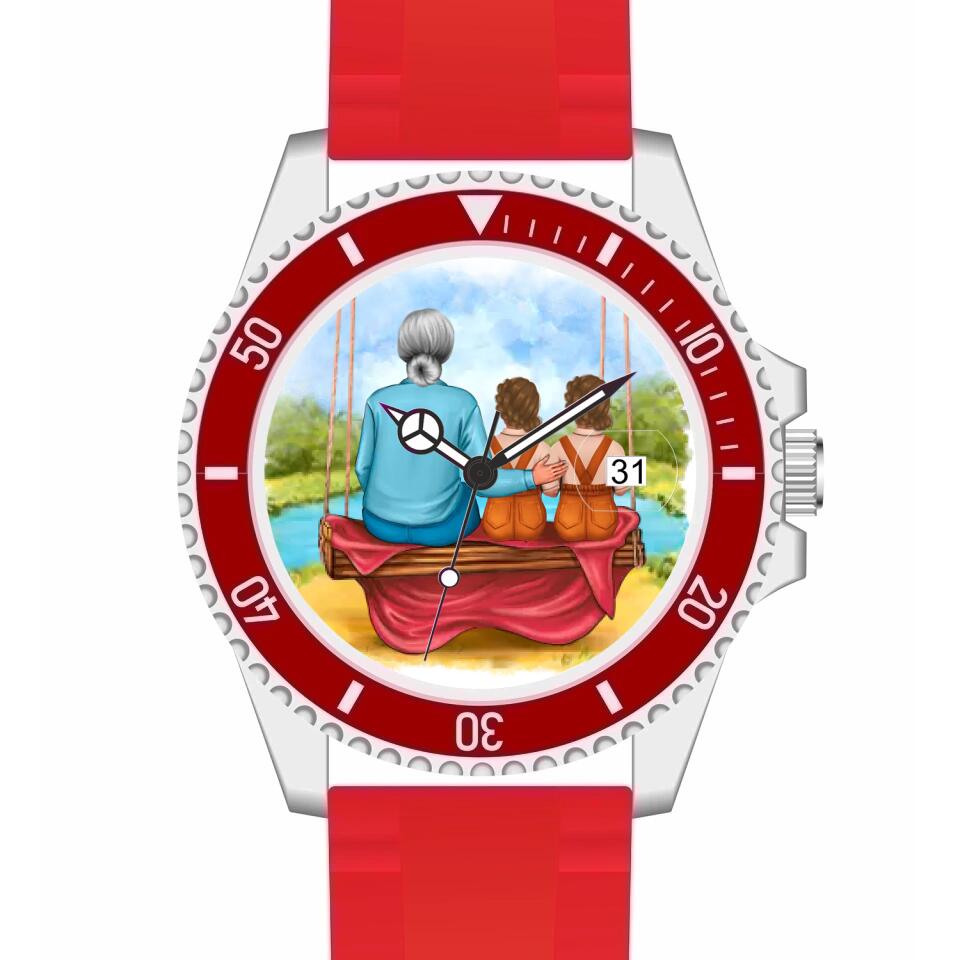 Oma mit Enkeln | Personalisierte Armbanduhr (Unterschiedliche Uhr-Modelle wählbar!)