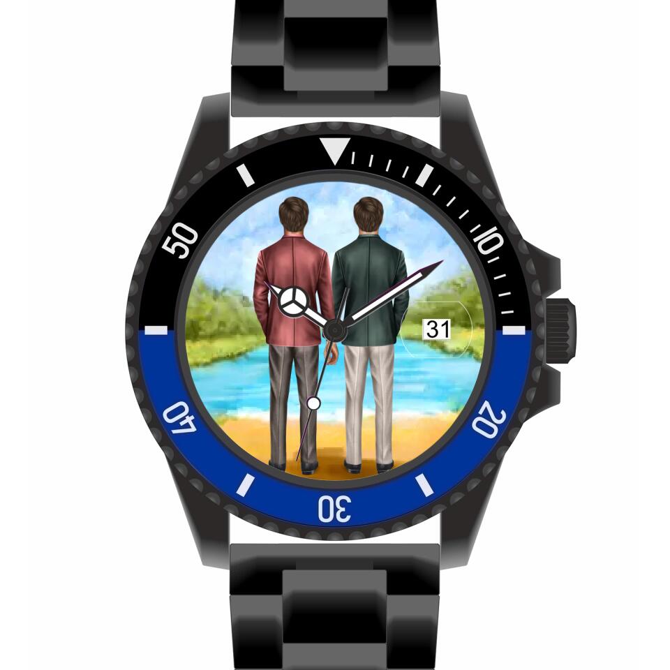 Btäutigam & Bräutigam Händchenhaltend | Personalisierte Armbanduhr (Unterschiedliche Uhr-Modelle wählbar!)