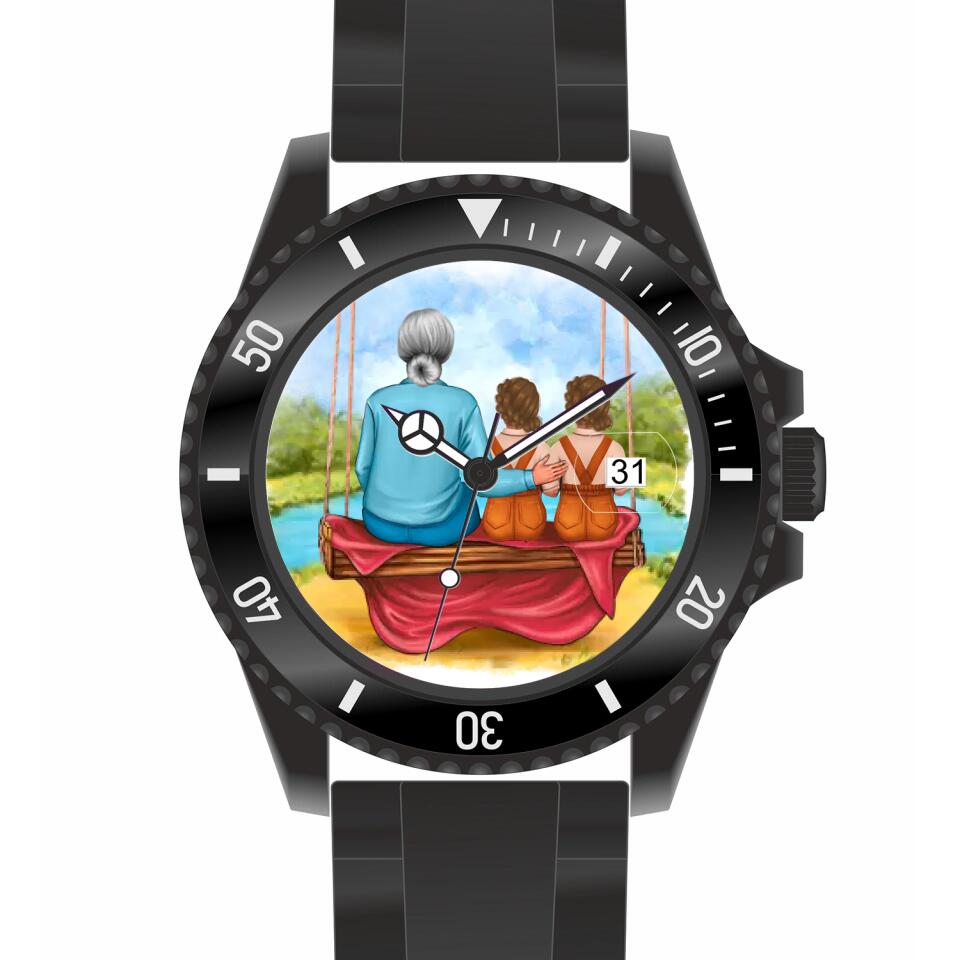 Oma mit Enkeln | Personalisierte Armbanduhr (Unterschiedliche Uhr-Modelle wählbar!)