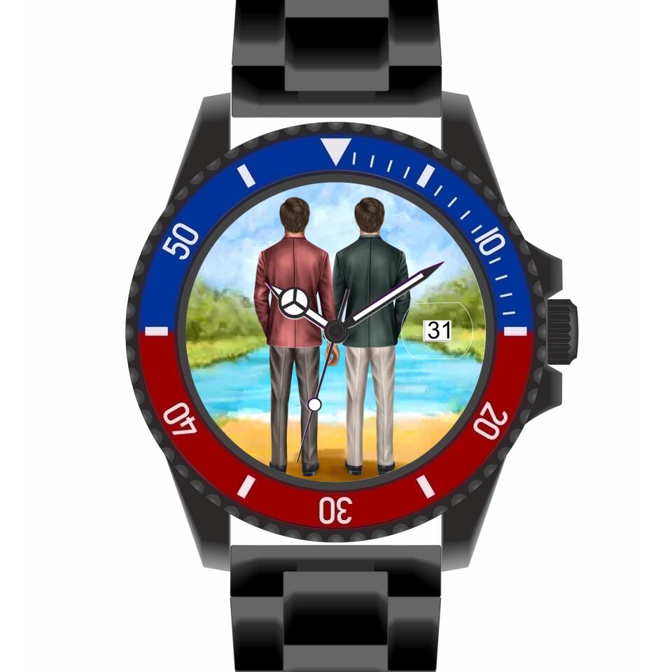 Btäutigam & Bräutigam Händchenhaltend | Personalisierte Armbanduhr (Unterschiedliche Uhr-Modelle wählbar!)