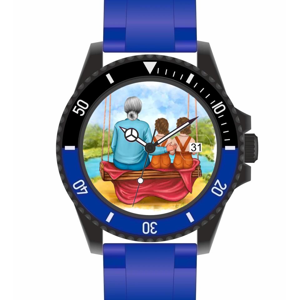 Oma mit Enkeln | Personalisierte Armbanduhr (Unterschiedliche Uhr-Modelle wählbar!)