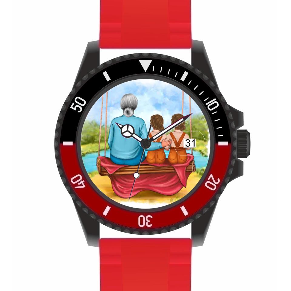 Oma mit Enkeln | Personalisierte Armbanduhr (Unterschiedliche Uhr-Modelle wählbar!)
