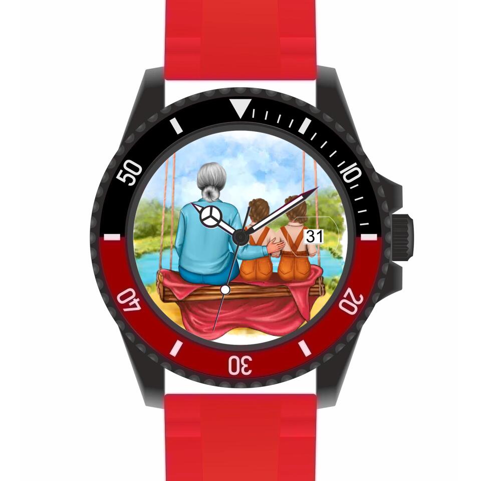 Oma mit Enkelin und Enkel | Personalisierte Armbanduhr (Unterschiedliche Uhr-Modelle wählbar!