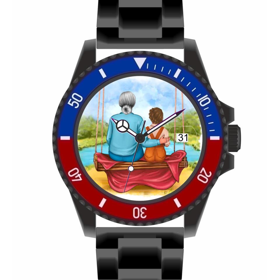 Oma mit Enkelin | Personalisierte Armbanduhr (Unterschiedliche Uhr-Modelle wählbar!)