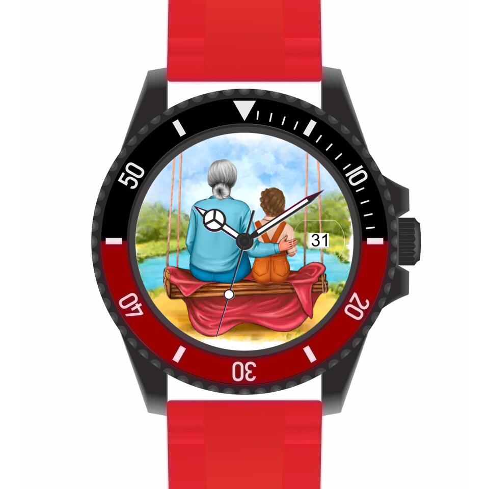 Oma mit Enkelin | Personalisierte Armbanduhr (Unterschiedliche Uhr-Modelle wählbar!)