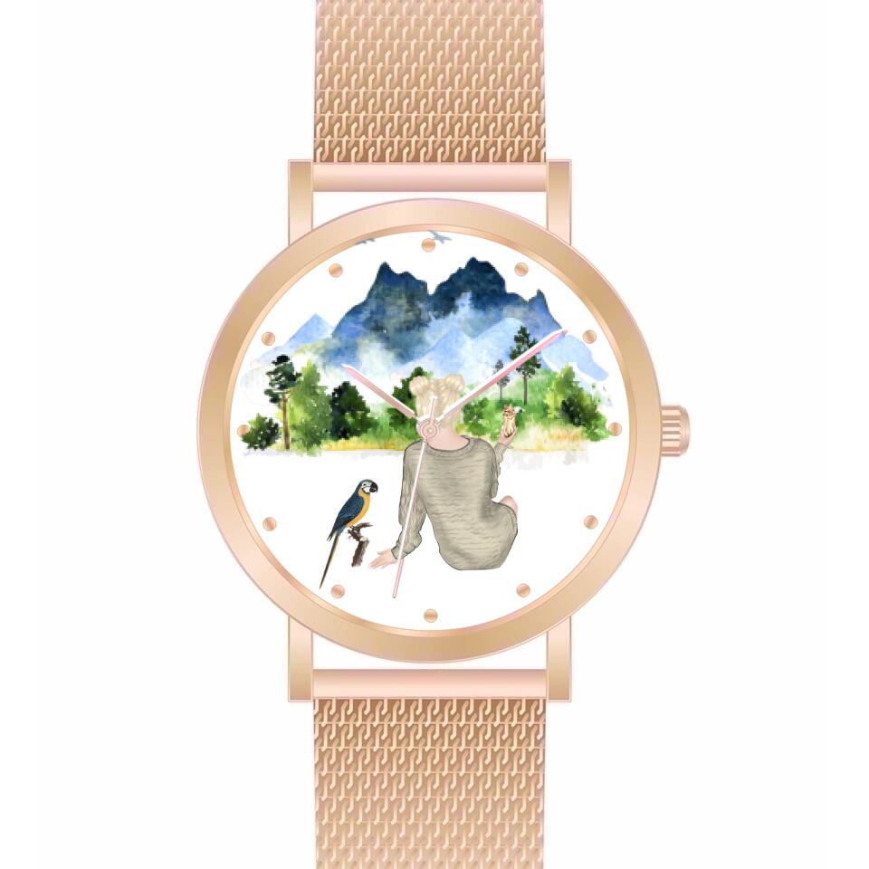 Tierfreunde - Vögel (1 Vogel) | Personalisierte Armbanduhr (Unterschiedliche Uhr-Modelle wählbar!