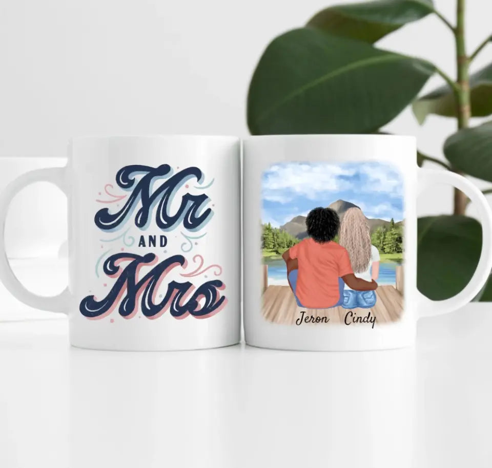 Pärchen mit T-Shirts | Personalisierte Tasse