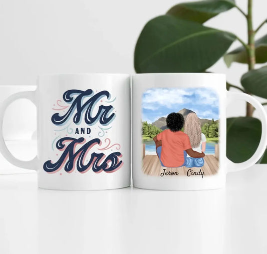 Pärchen mit T-Shirts | Personalisierte Tasse