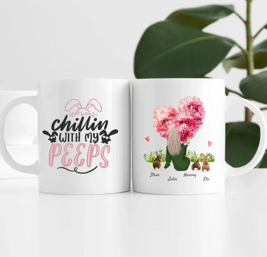 Hasenliebe (bis zu 3 Hasen) | Personalisierte Tasse