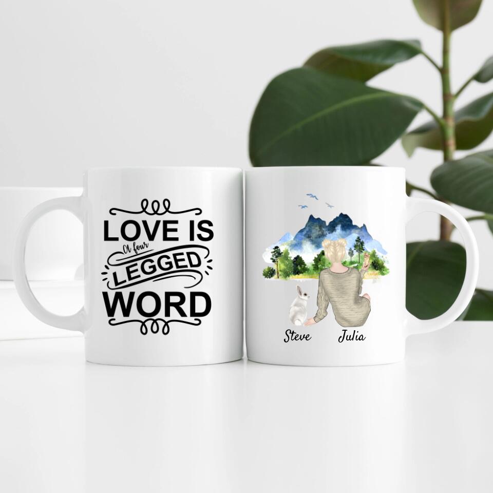 Hasenliebe (bis zu 3 Hasen) | Personalisierte Tasse