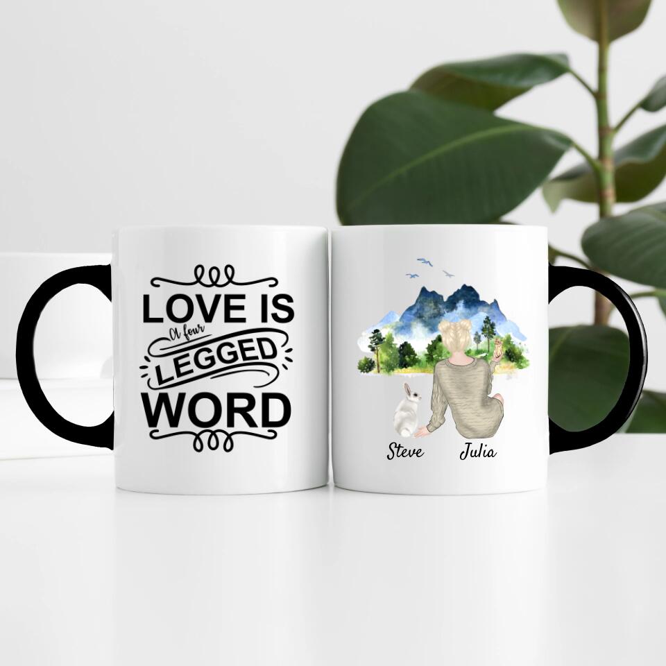 Hasenliebe (bis zu 3 Hasen) | Personalisierte Tasse