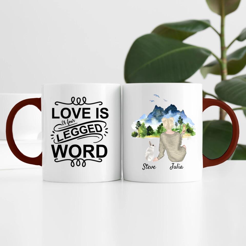 Hasenliebe (bis zu 3 Hasen) | Personalisierte Tasse
