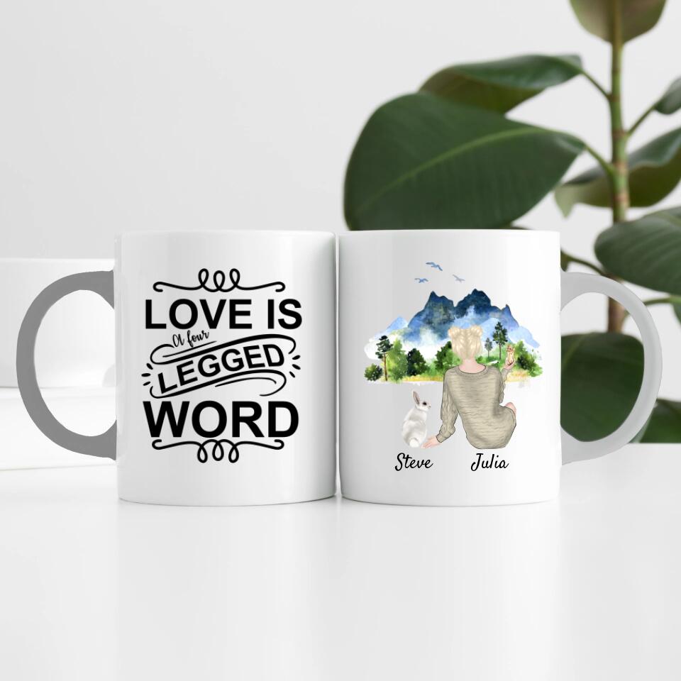 Hasenliebe (bis zu 3 Hasen) | Personalisierte Tasse