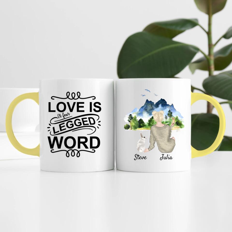 Hasenliebe (bis zu 3 Hasen) | Personalisierte Tasse