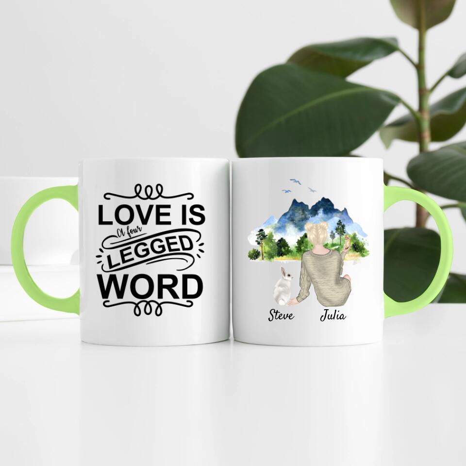 Hasenliebe (bis zu 3 Hasen) | Personalisierte Tasse