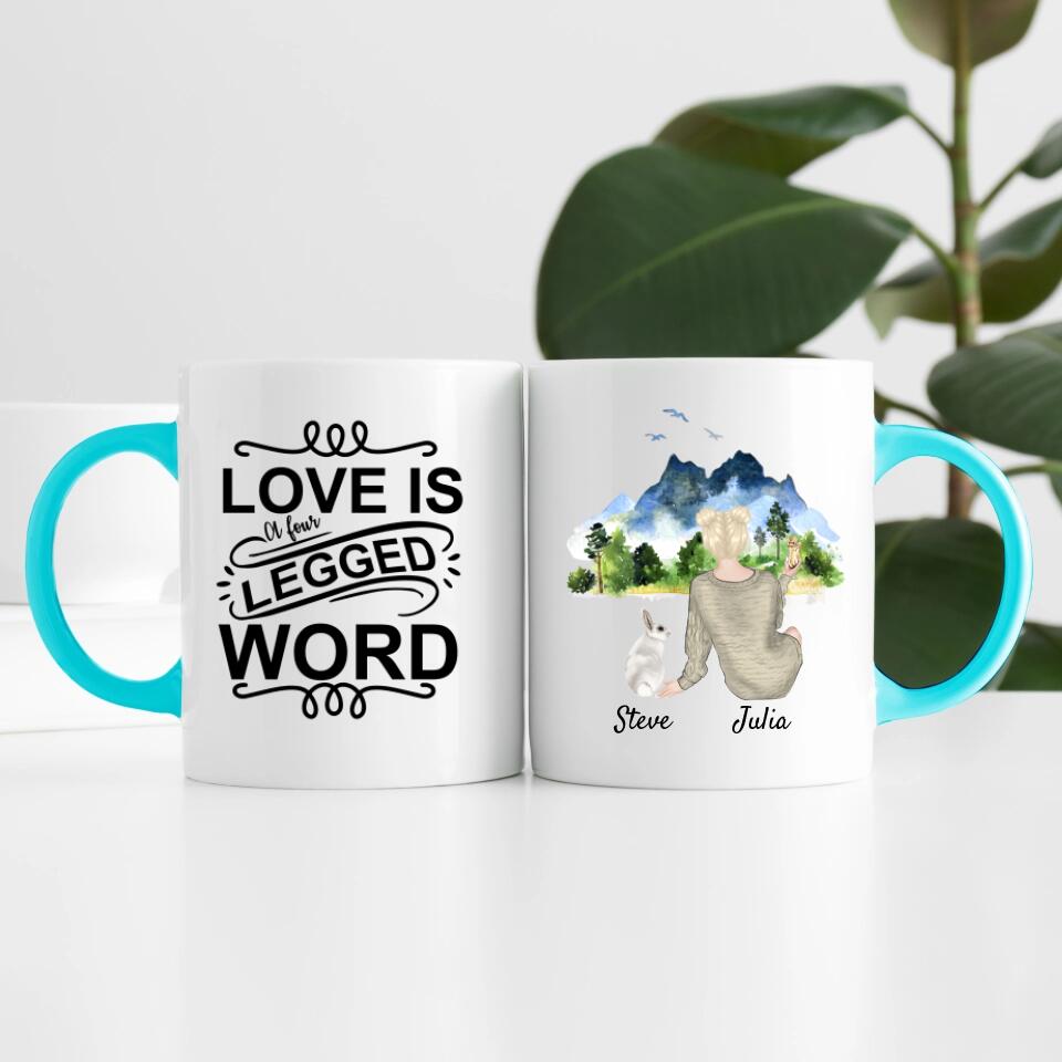 Hasenliebe (bis zu 3 Hasen) | Personalisierte Tasse