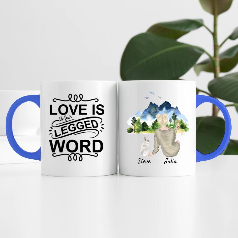Hasenliebe (bis zu 3 Hasen) | Personalisierte Tasse