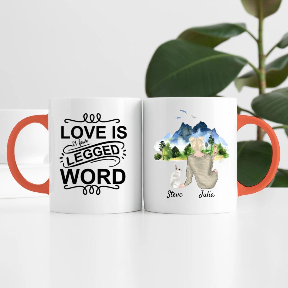 Hasenliebe (bis zu 3 Hasen) | Personalisierte Tasse