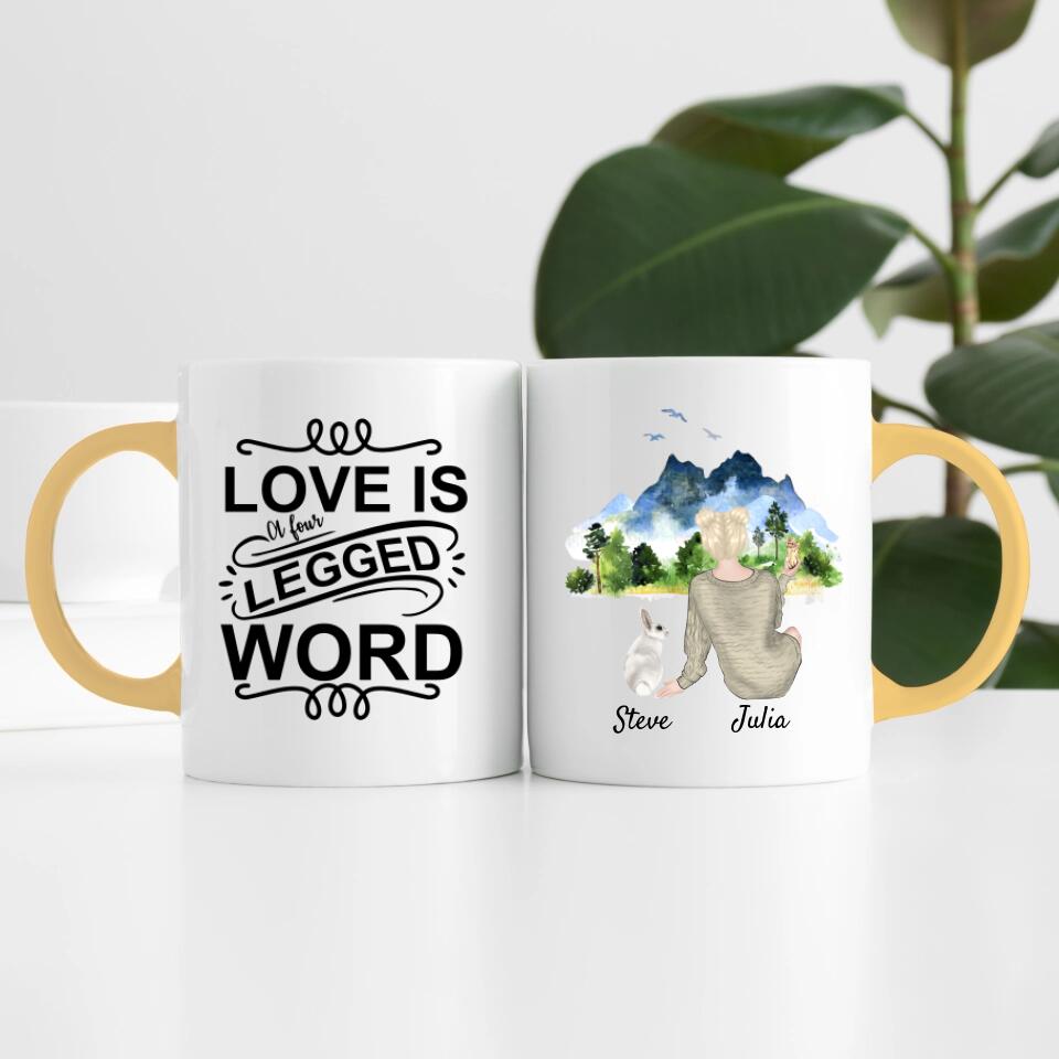 Hasenliebe (bis zu 3 Hasen) | Personalisierte Tasse