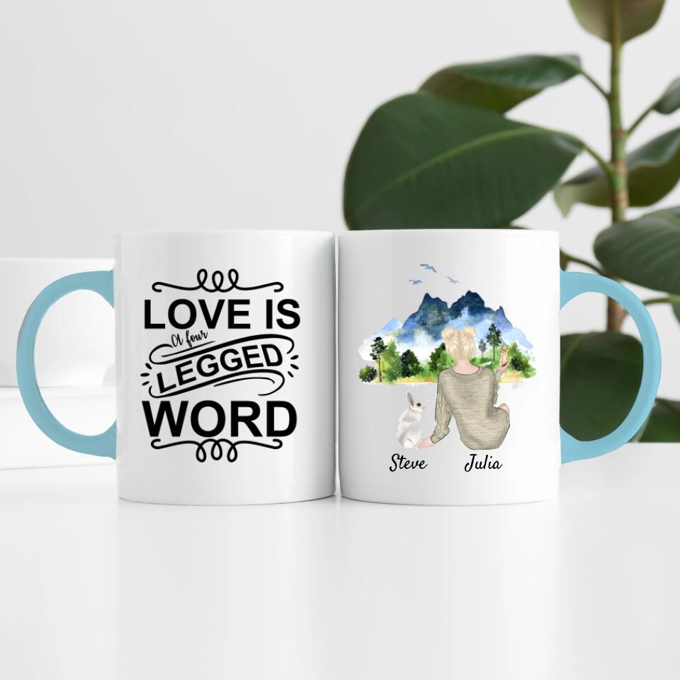 Hasenliebe (bis zu 3 Hasen) | Personalisierte Tasse
