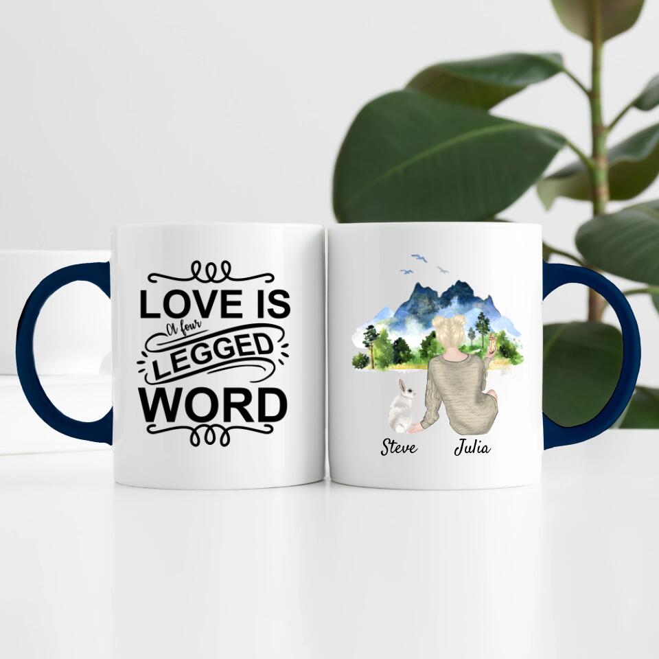 Hasenliebe (bis zu 3 Hasen) | Personalisierte Tasse
