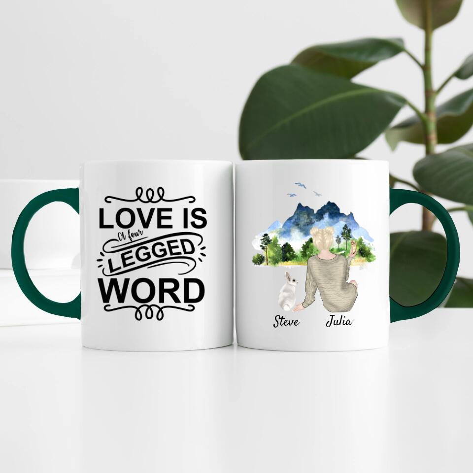 Hasenliebe (bis zu 3 Hasen) | Personalisierte Tasse