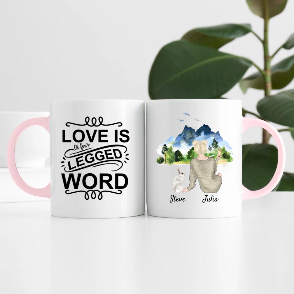 Hasenliebe (bis zu 3 Hasen) | Personalisierte Tasse
