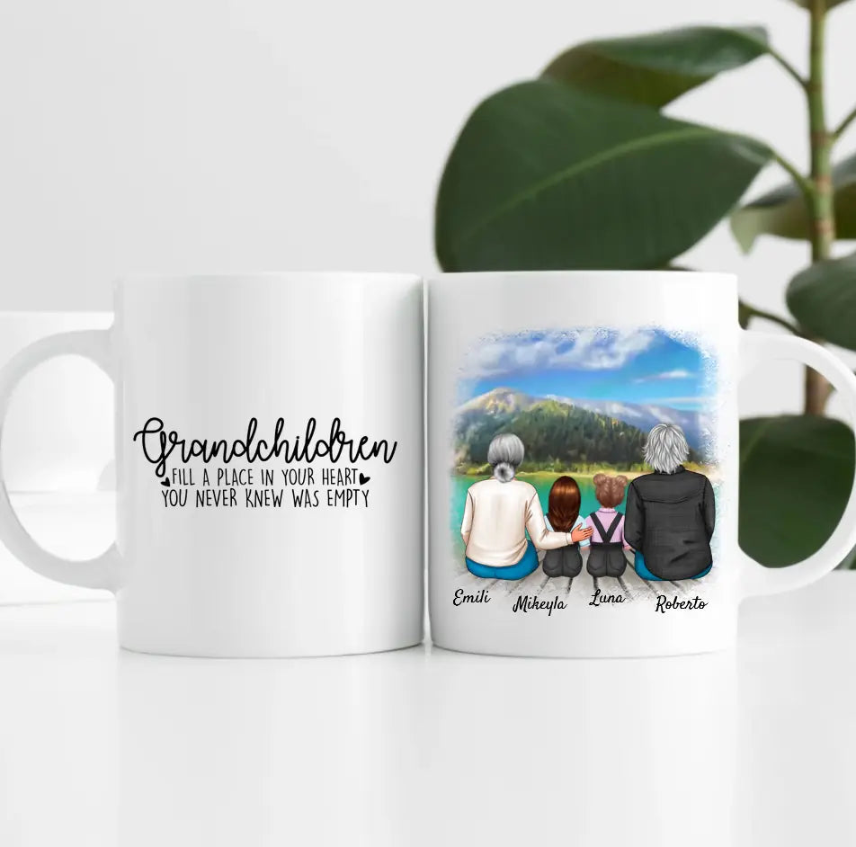 Oma & Opa mit Enkelinnen | Personalisierte Tasse