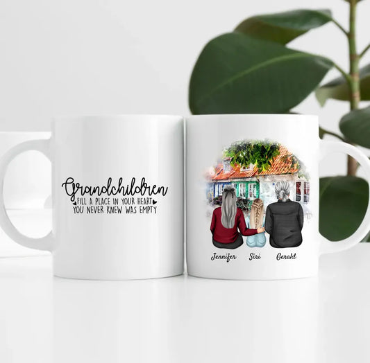 Oma & Opa mit Enkelin | Personalisierte Tasse