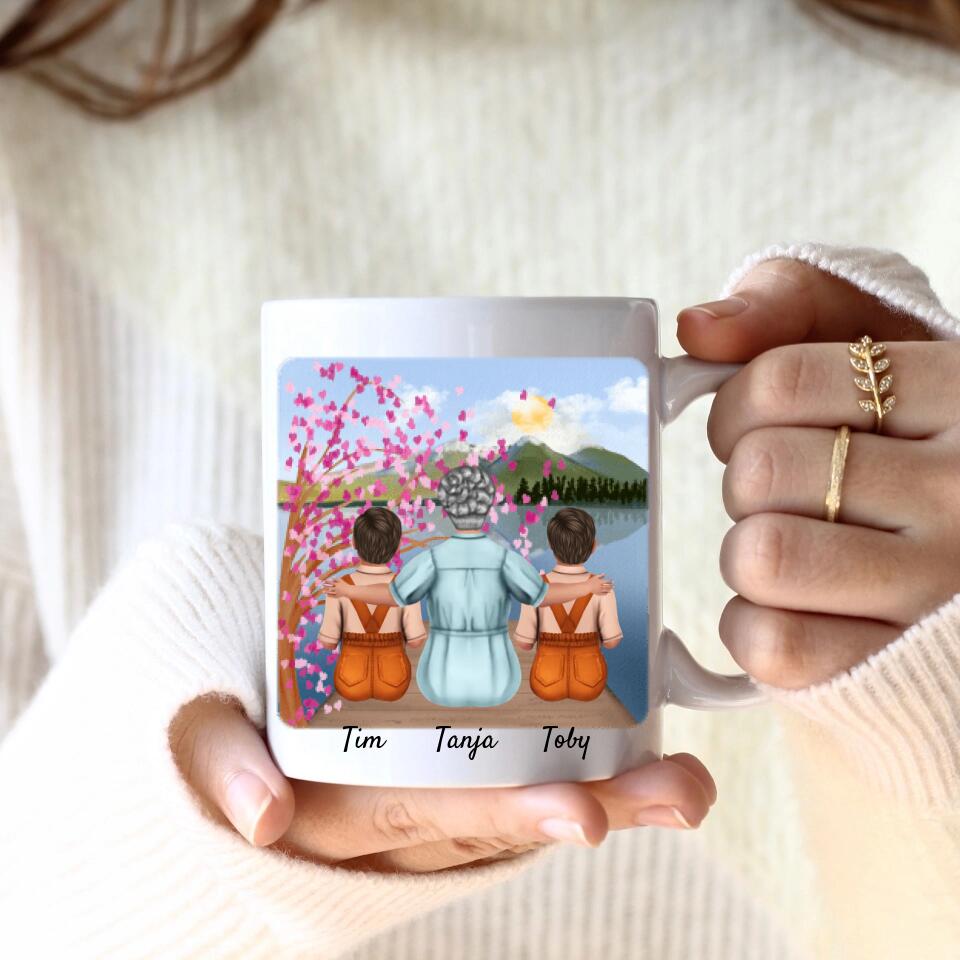 Oma mit 2 Enkel | Personalisierte Tasse