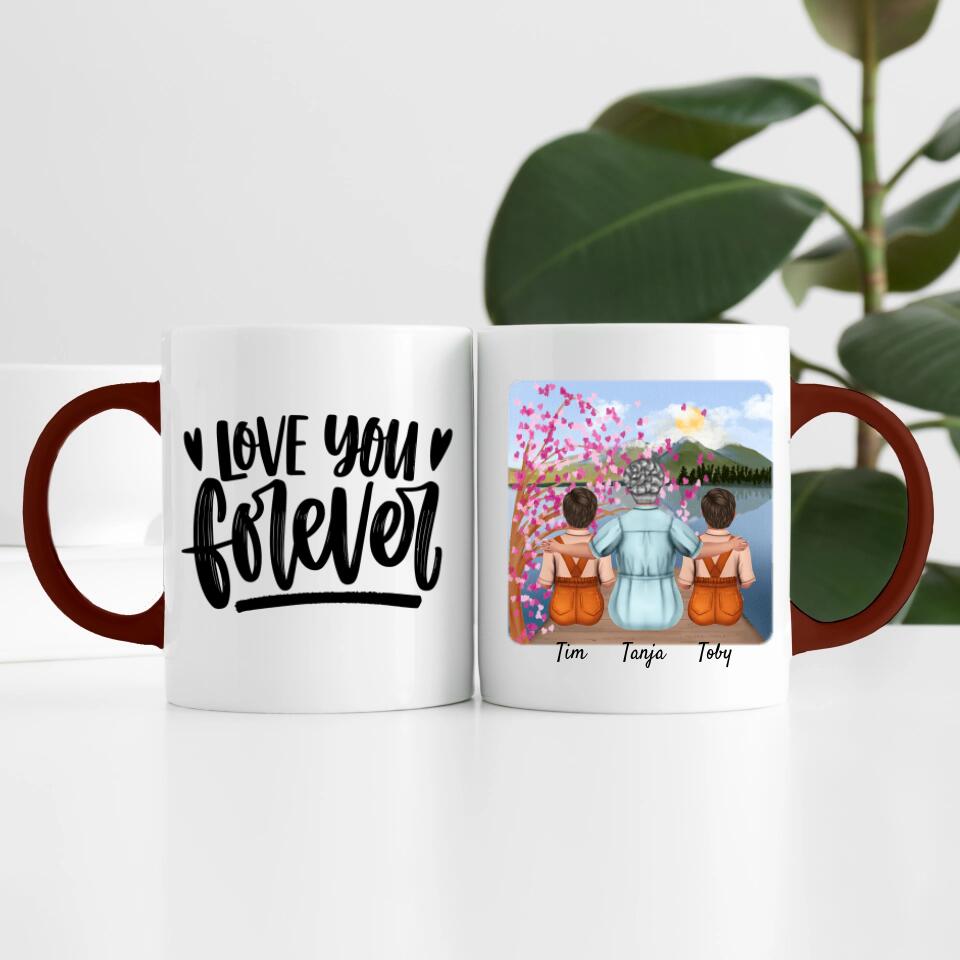 Oma mit 2 Enkel | Personalisierte Tasse