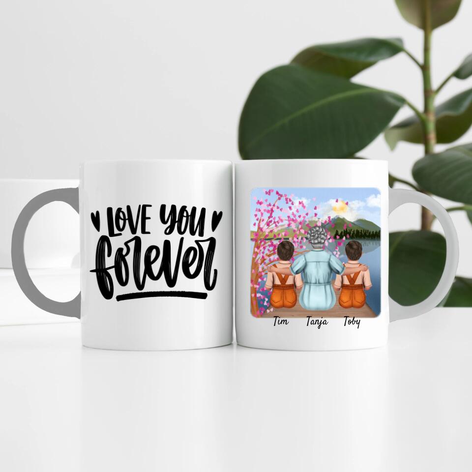 Oma mit 2 Enkel | Personalisierte Tasse