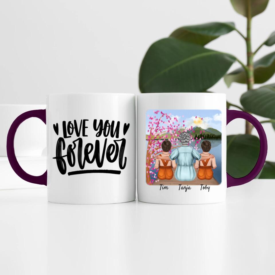 Oma mit 2 Enkel | Personalisierte Tasse