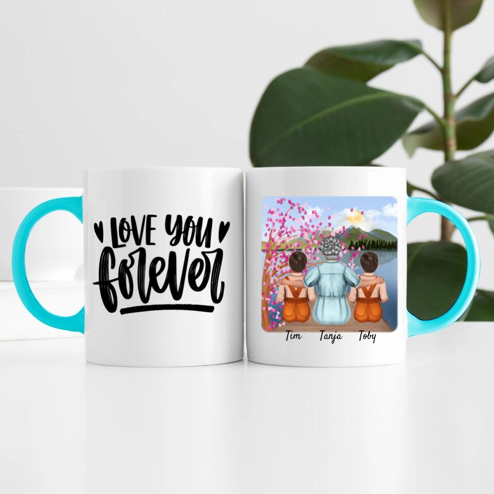 Oma mit 2 Enkel | Personalisierte Tasse