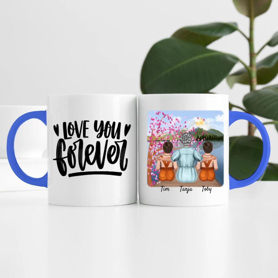 Oma mit 2 Enkel | Personalisierte Tasse