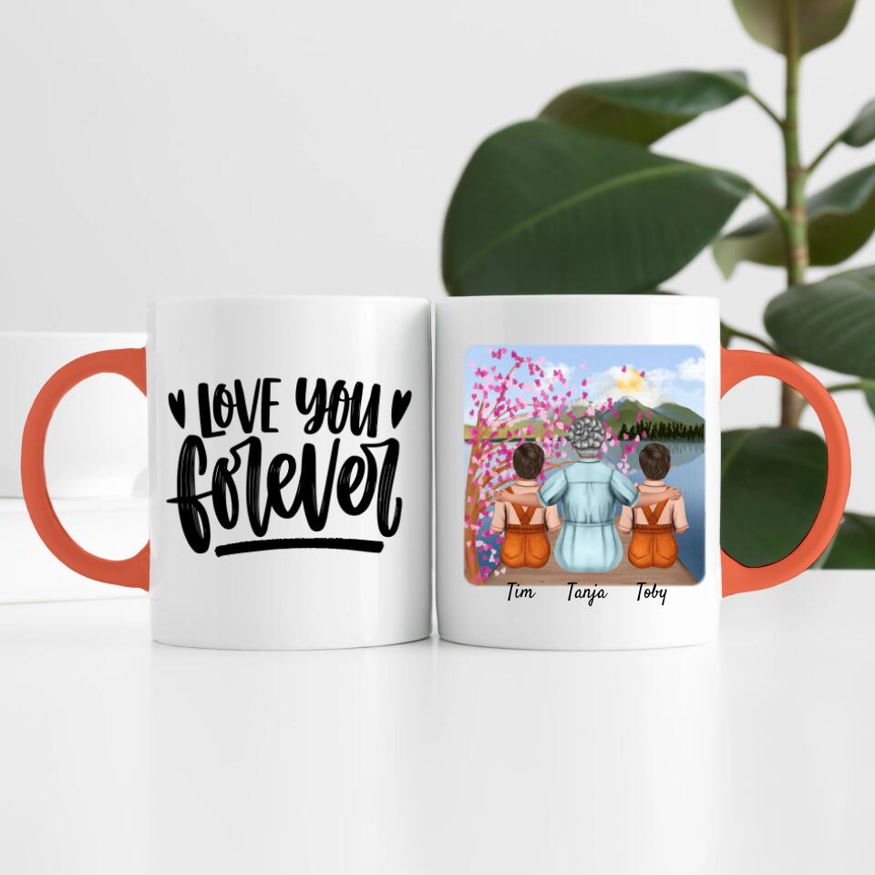 Oma mit 2 Enkel | Personalisierte Tasse