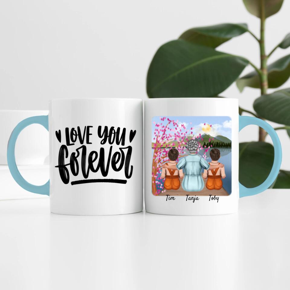 Oma mit 2 Enkel | Personalisierte Tasse