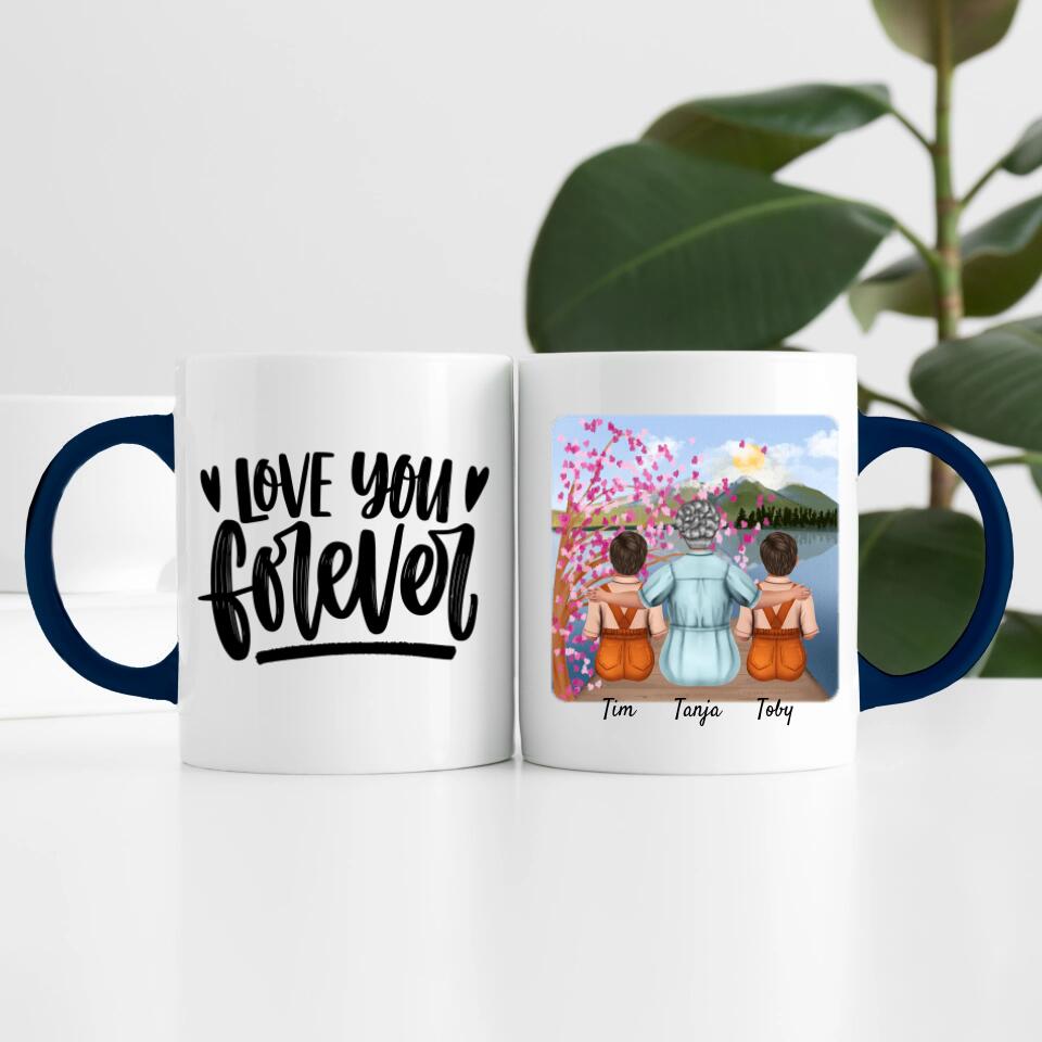Oma mit 2 Enkel | Personalisierte Tasse