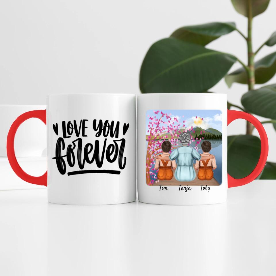 Oma mit 2 Enkel | Personalisierte Tasse
