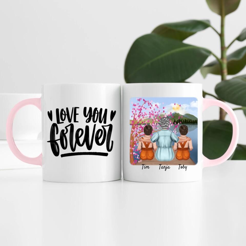 Oma mit 2 Enkel | Personalisierte Tasse
