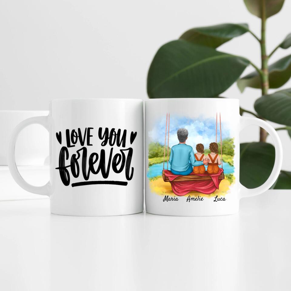 Oma mit Enkelin & Enkel | Personalisierte Tasse