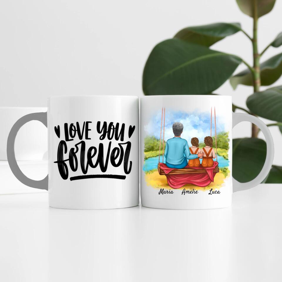 Oma mit Enkelin & Enkel | Personalisierte Tasse