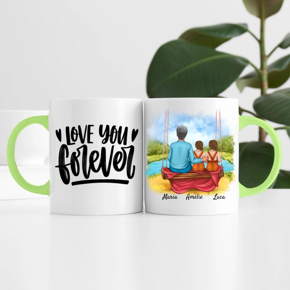 Oma mit Enkelin & Enkel | Personalisierte Tasse