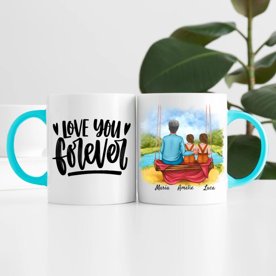 Oma mit Enkelin & Enkel | Personalisierte Tasse