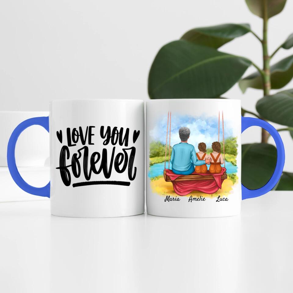 Oma mit Enkelin & Enkel | Personalisierte Tasse