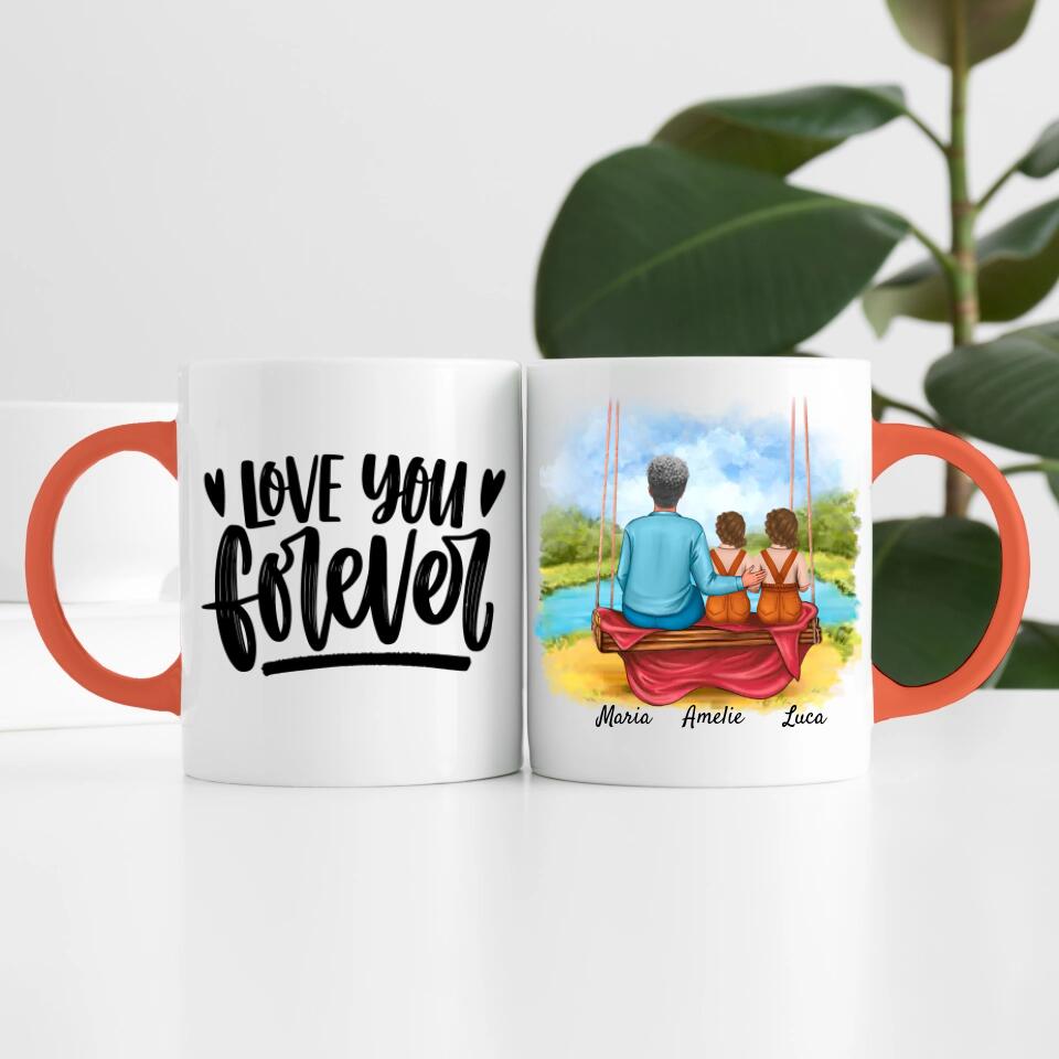 Oma mit Enkelin & Enkel | Personalisierte Tasse