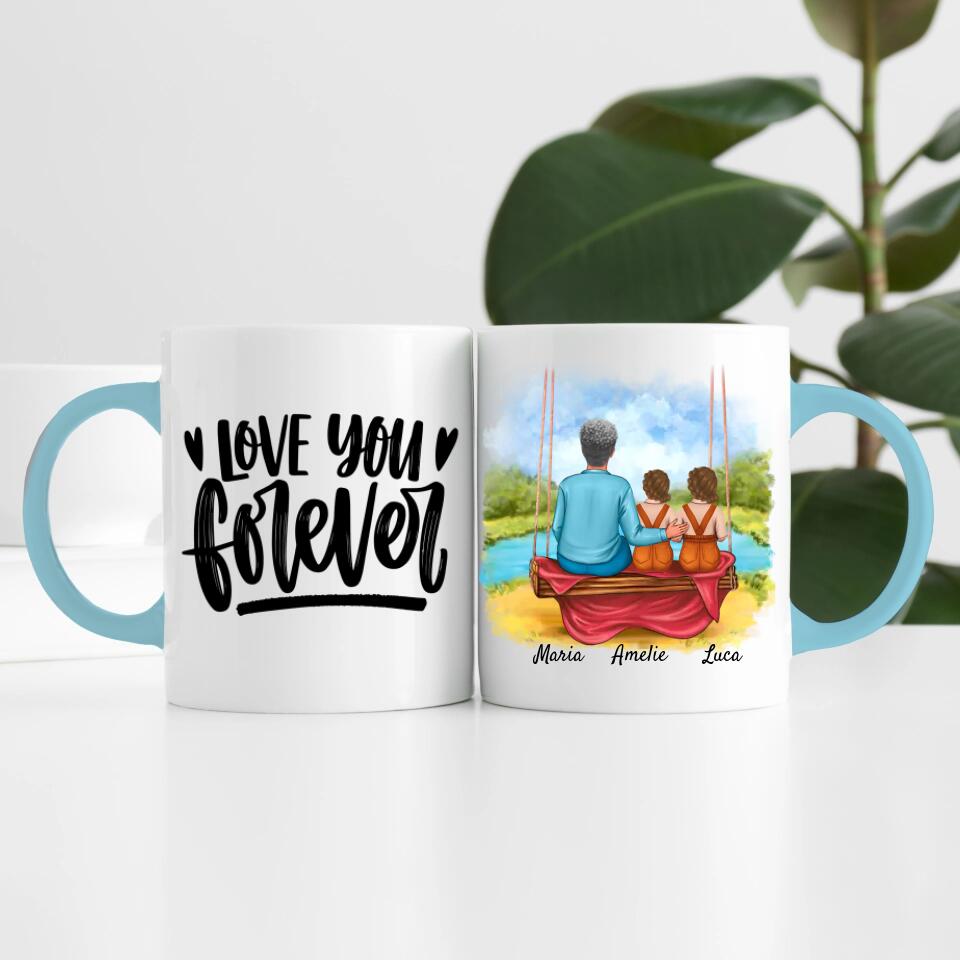 Oma mit Enkelin & Enkel | Personalisierte Tasse