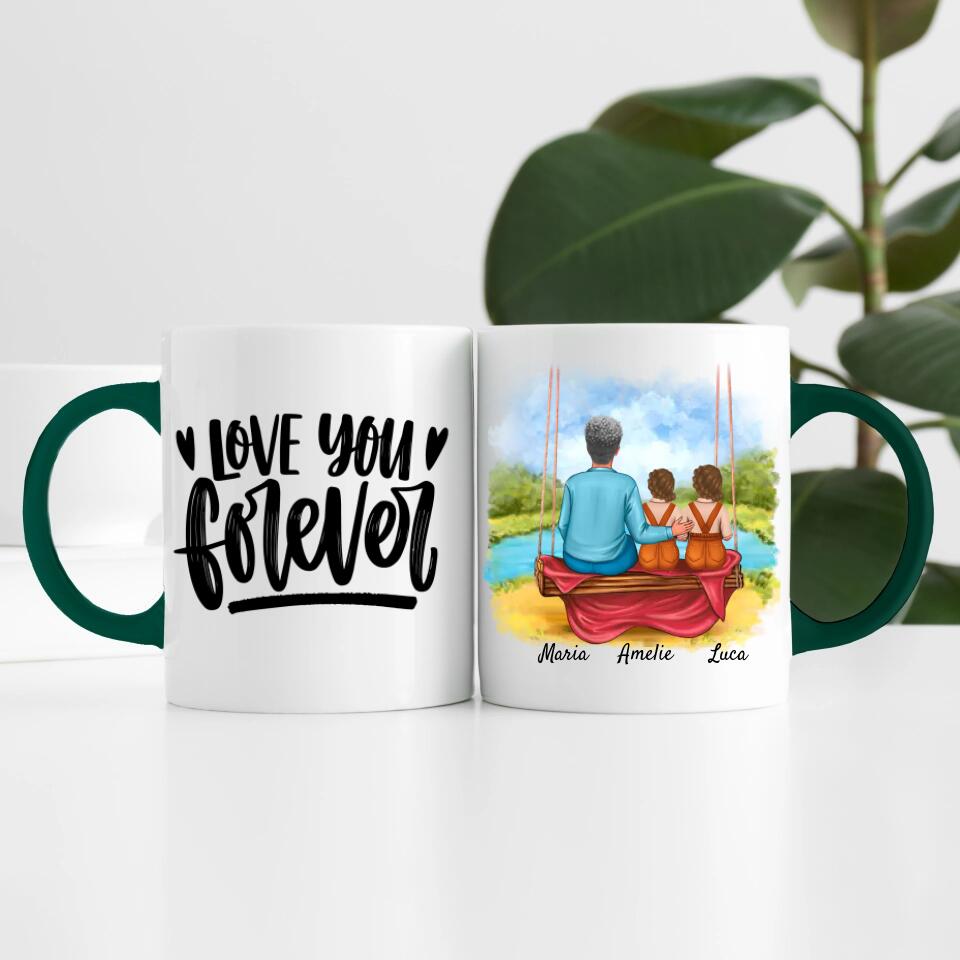 Oma mit Enkelin & Enkel | Personalisierte Tasse